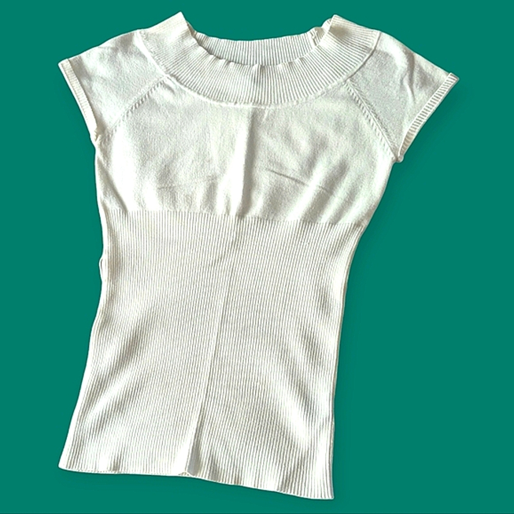 Maurice's Ribbed Boat Neck White Bodycon Top w/Belt Loops Jr's L
